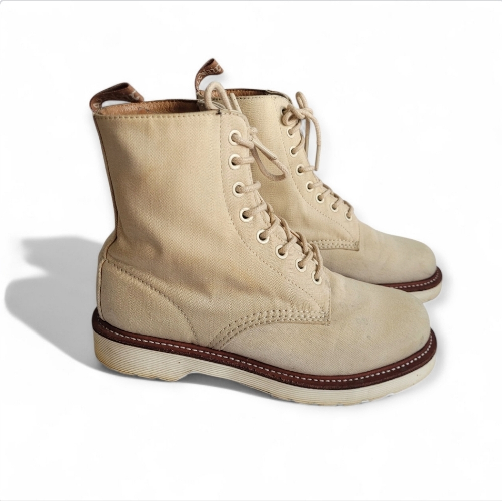 Dr. Martens Light Tan Canvas Combat Boots